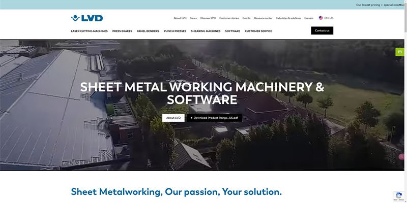 A screenshot of the LVD Company website, featuring an aerial view of their expansive facility.