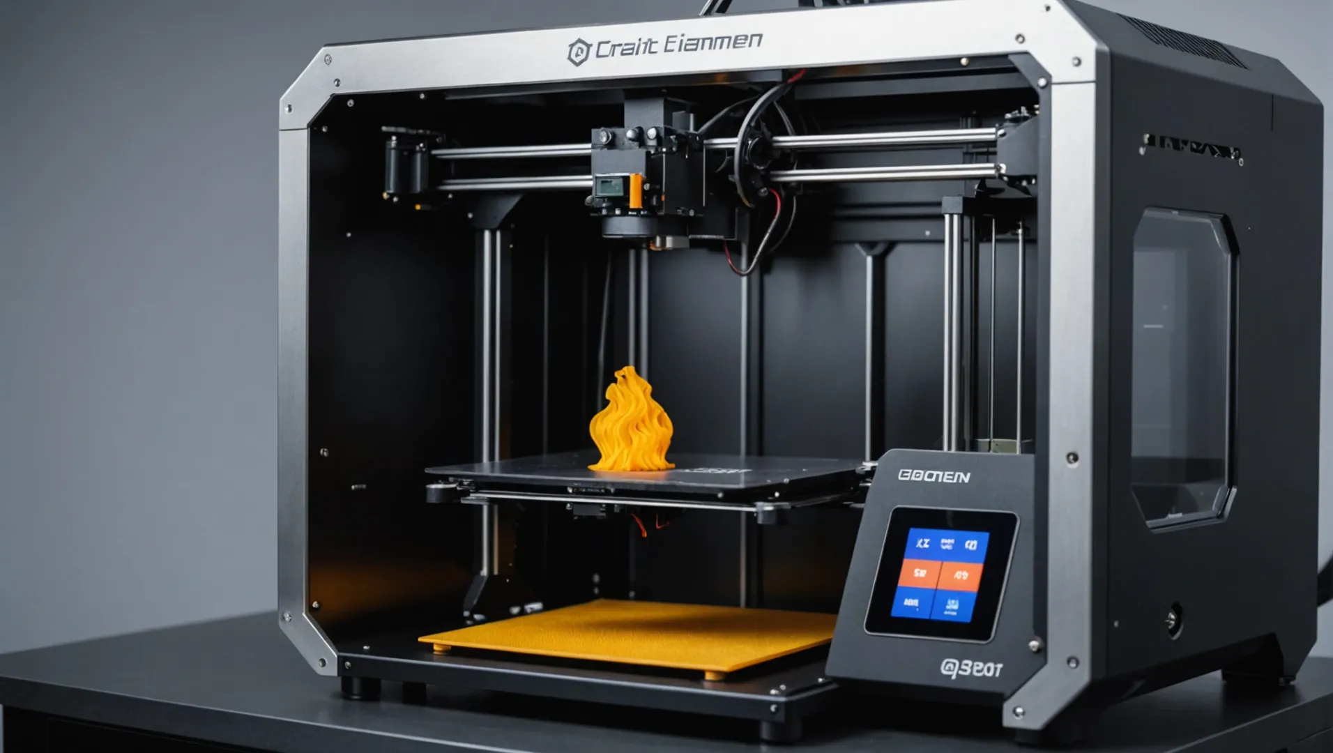 3D printer with carbon fiber filament and temperature settings display