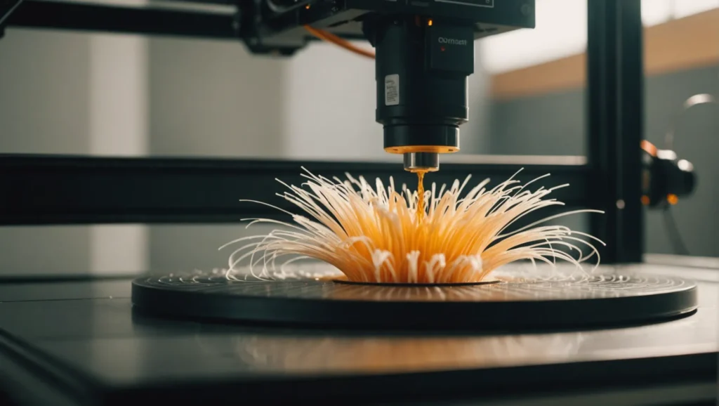 Close-up of a 3D printer working at high speed