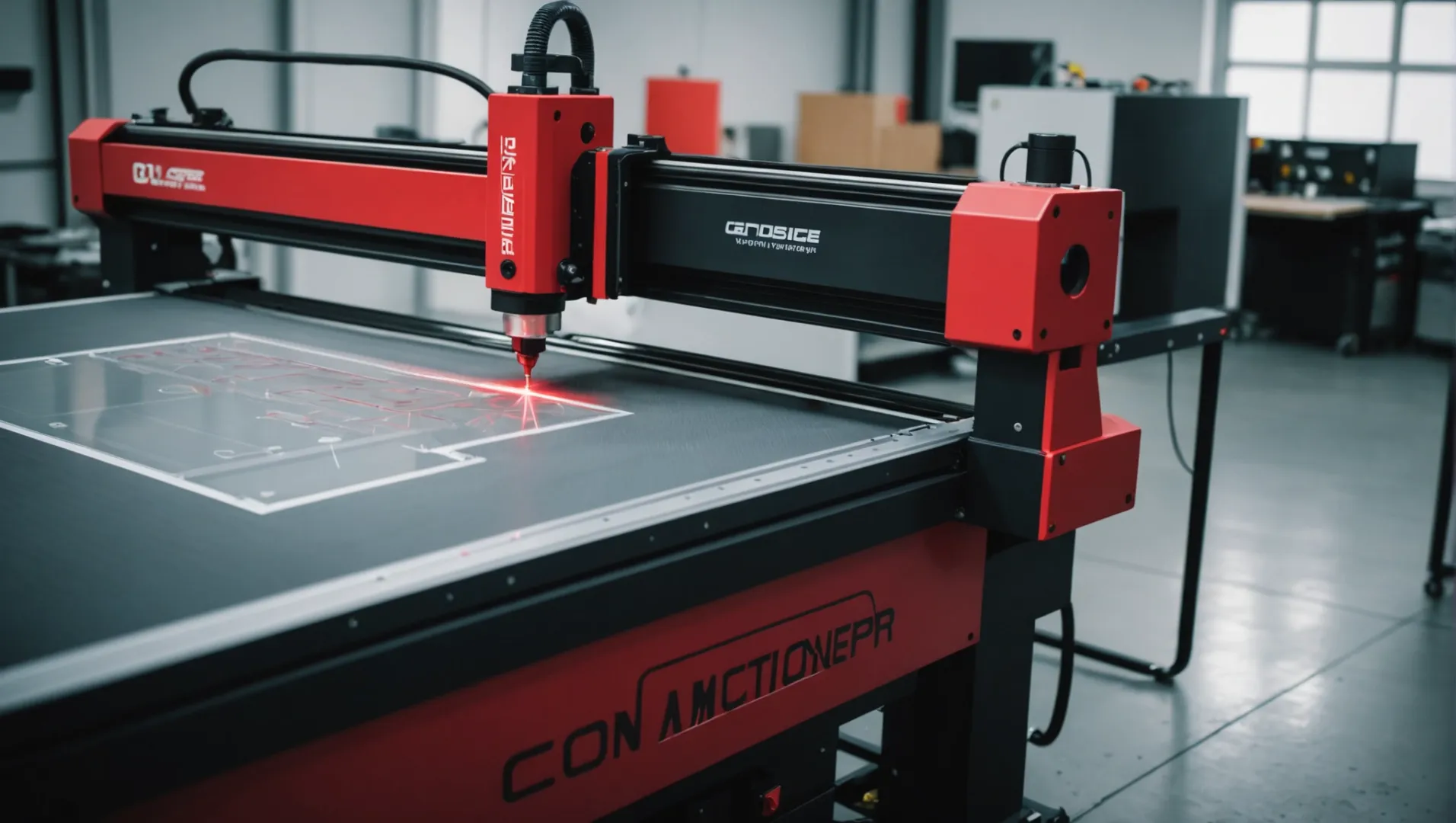 CO2 and diode laser machines cutting acrylic sheets