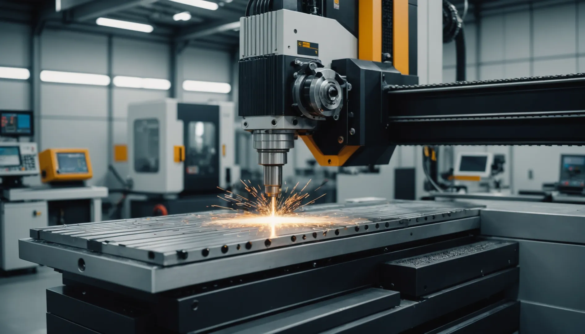 A high-tech CNC machine in a manufacturing facility