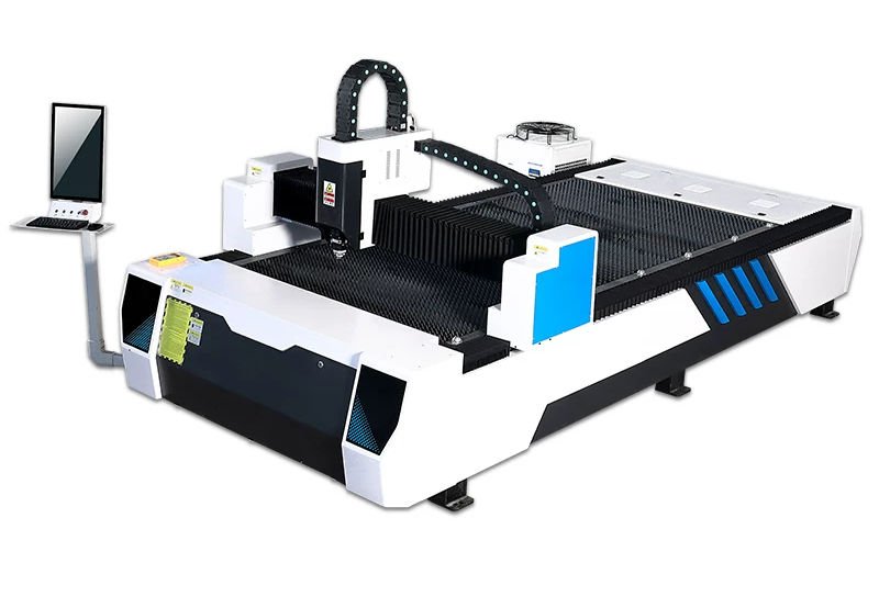 A modern fiber laser cutting machine equipped with a computerized control system Advanced Industrial Fiber Laser Cutting Machine