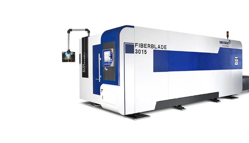 Messer FiberBlade 3015 fiber laser cutting machine with a sleek enclosed design and advanced interface