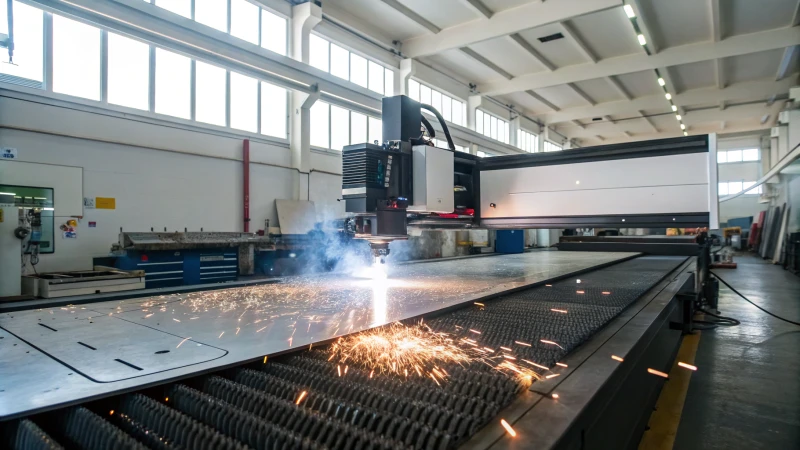 High-tech laser cutter in an industrial workshop