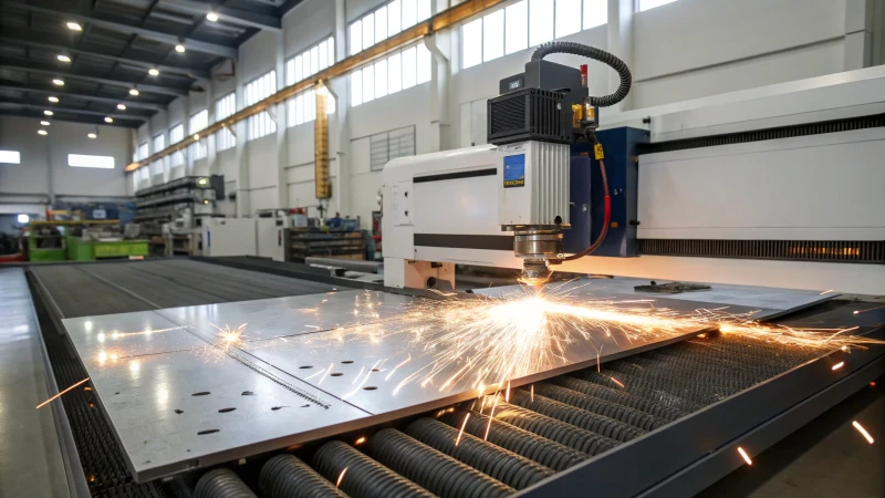 A high-tech GWEIKE laser cutter in an industrial workshop