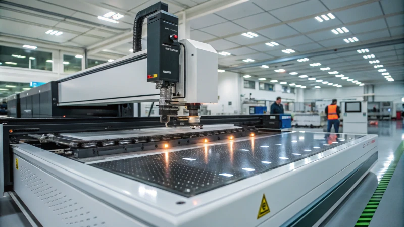 High-tech manufacturing facility with laser cutter