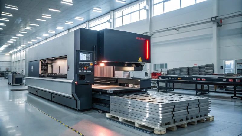 A modern Amada metalworking machine in a factory setting