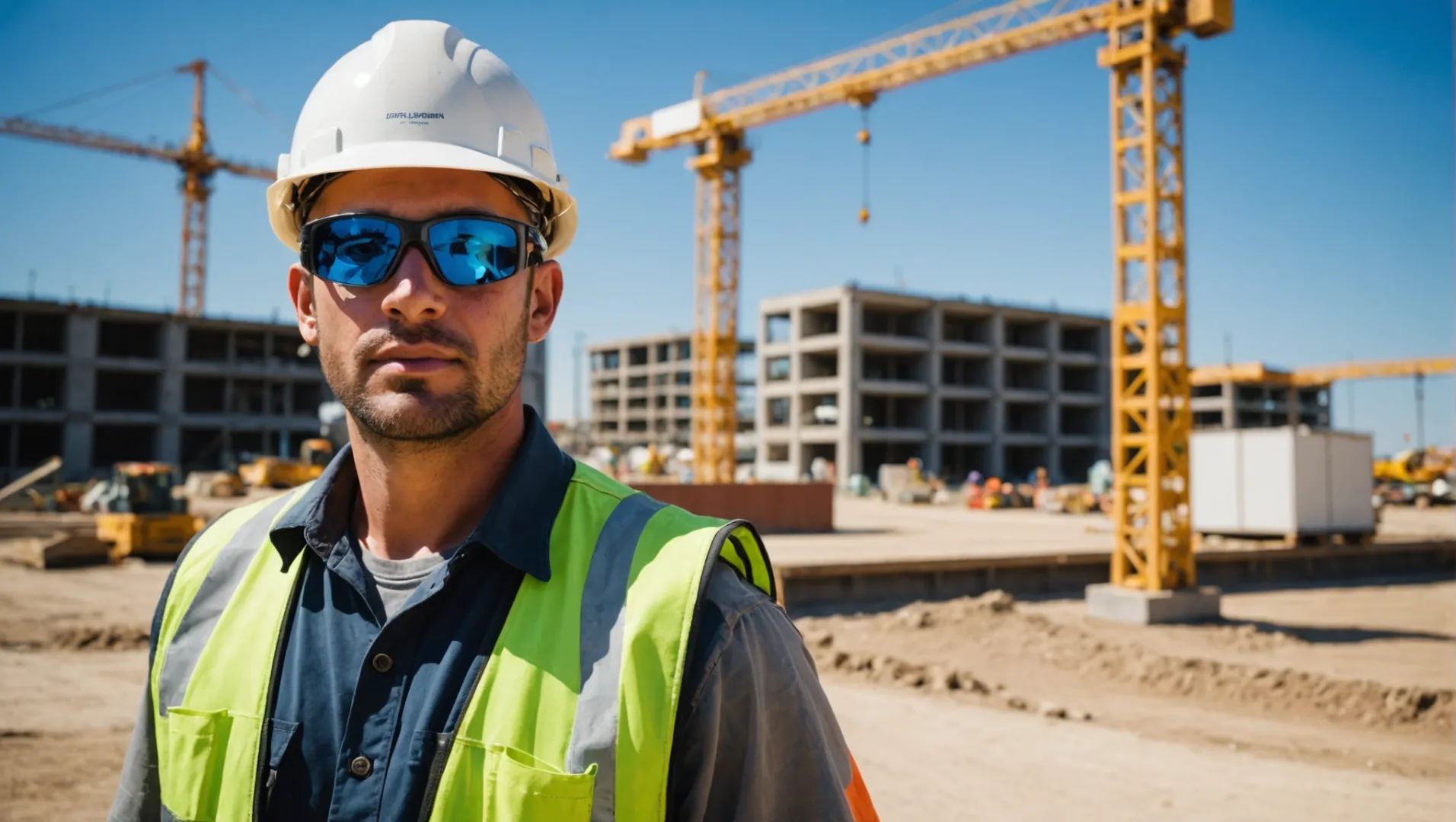 Outdoor worker wearing UV protection glasses